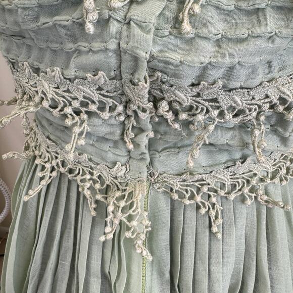 1950s Mint Green Carlye Dress – Lace Bodice & Pleated Skirt – Size XS/S - Picture 11 of 14